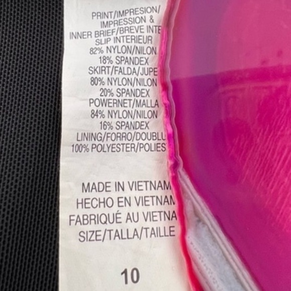 Longitude Skirted Swim Dress Size 10 Black Blue Print Long Torso Straight Back - Picture 6 of 13